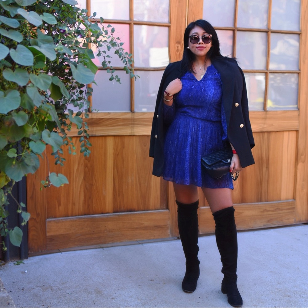 Banana Republic Blue Snake Skin Print Dress
